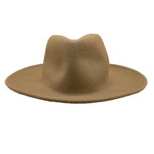 100% Wool Felt Wide Brim Hat Beige Camel Women’s One Size Boho Universal Thread